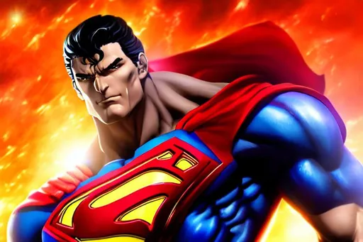 Prompt: Superman Body portrait of a {attractive and strong man}, smooth skin, stronge jaw line, realistic normal hair, symmetrical, fierce anime eyes, dramatic lighting, detailed face, by Kazuma Kaneko, Kaneko Kazuma, shin megami tensei, SMT, Shin Megami Tensei Nocturne, concept art, digital painting, looking into the camera, scruffy, medium short hair, anatomically correct,