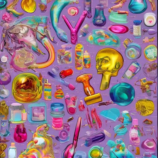 Prompt: Medical oddities in the style of Lisa frank