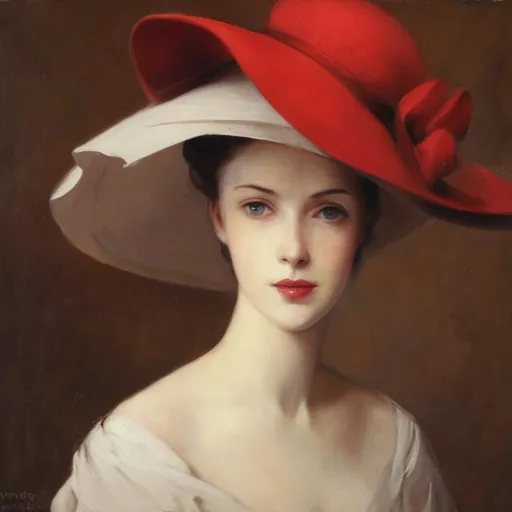 Prompt: A woman with a red hat