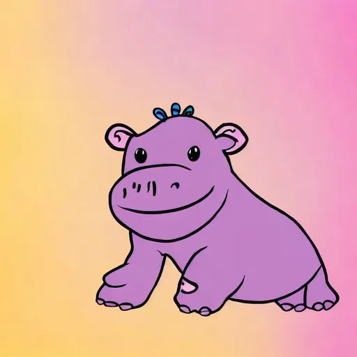 Prompt: cute hippo teaching children, child book drawing: