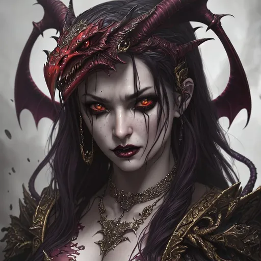 Prompt: Hyperrealistic, demonic, evil,painting of Lilith, somber, 16k, highly detailed, exquisite , highly detailed, intricate details, beautiful, flawless, masterpiece, soft dramatic moody lighting, radiant aura, ultra high quality octane render, hypermaximalist