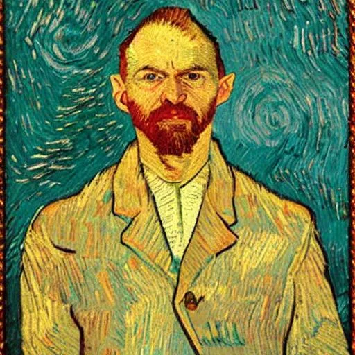 Prompt: self portrait of keith van horn in the style of Vincent Van Gogh 