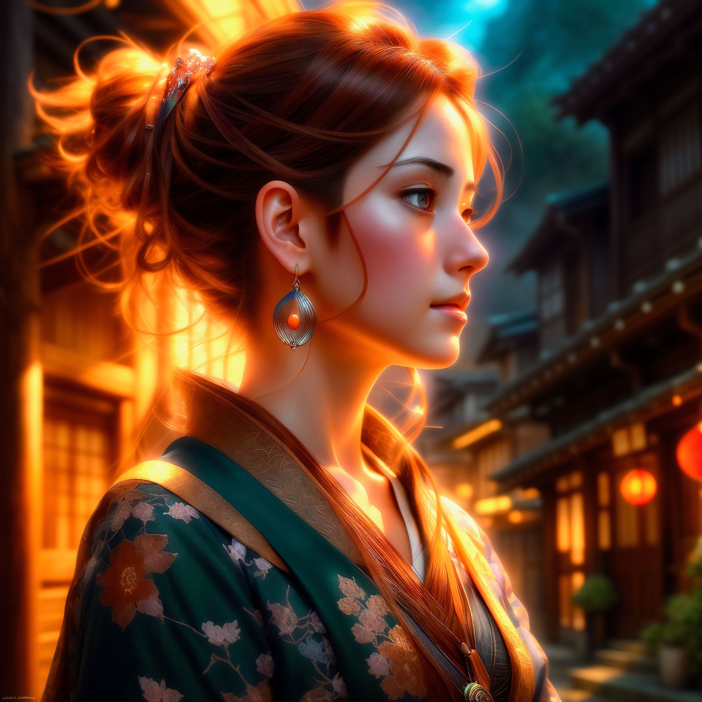 Prompt: Kyoto animation, gorgeous woman, beautiful detailed portrait, cel shaded, 4k, concept art, by Bob Byerley and Thomas Moran and Susan Seddon Boulet, background by Paul Klee, pixiv, cinematic dramatic atmosphere, sharp focus, volumetric lighting, cinematic lighting, studio quality