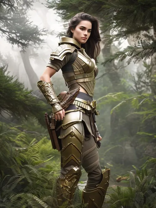 Prompt: Create a photograph of a beautiful fictional female Ranger, armored , extremely detailed environment, detailed background, intricate, detailed skin, natural colors , professionally color graded, photorealism, 8k, moody lighting