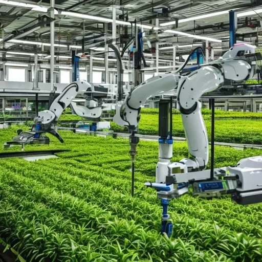 Prompt: modernized and tech-infused Sri Lankan agribusiness. Make it look very automated and robotic driven
