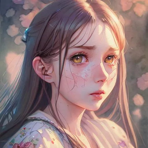 Prompt: Girl, Super realistic, hyperrealism, anime art concept, cartoon art concept, WLOP, Intricately Detailed, Magic, 8k Resolution, VRAY, HDR, Unreal Engine, Vintage Photography, Beautiful, Tumblr Aesthetic, Retro Vintage Style, Hd Photography, Beautiful Watercolor Painting, Realistic, Detailed, Painting By Olga Shvartsur, Svetlana Novikova, Fine Art, Soft Watercolor, Extreme Detail, Digital Art, 4k, Ultra Hd, Mixed Media