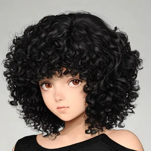 Prompt: 15 year old girl wth curly black hair