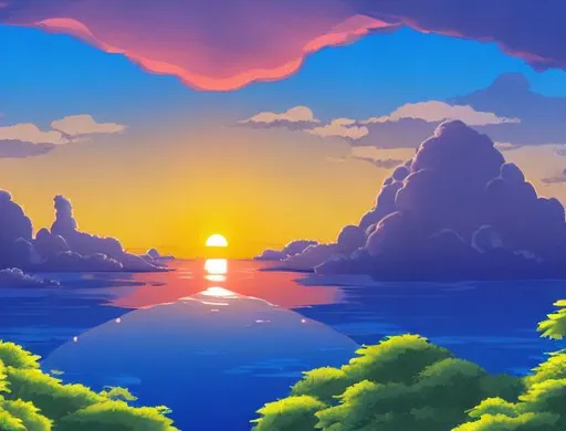 Prompt: Studio Ghibli-style sunset, 8k, uhd
