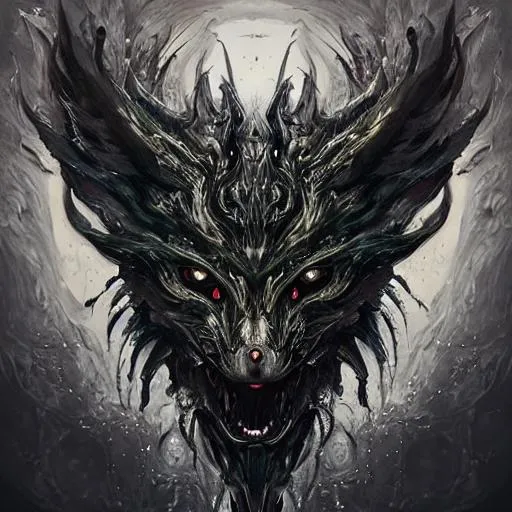 Prompt: Splash art, a werwolf head full body, front, ((white background)), wearing body accessories, epic Instagram, artstation, splash style of dark fractal paint, contour, hyperdetailed intricately detailed , unreal engine, fantastical, intricate detail, splash screen, complementary colors, fantasy concept art, 8k resolution, deviantart masterpiece, oil painting, heavy strokes, paint dripping, splash arts, ultra details