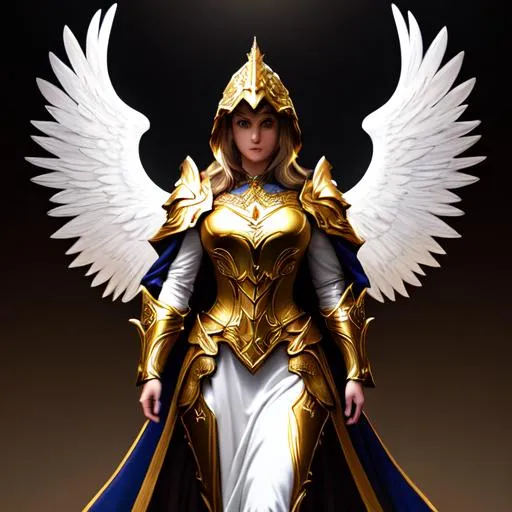 Prompt: Oil painting, Chiaroscuro, landscape, UHD, 8K, highly detailed, panned out view of the character, (((((visible full body))))), a hyperdetailed female archangel Tyrael from Diablo 2 Game,  ((beautiful face)), ((hyperdetailed white hood and robe)), masterpiece, entire hyperdetailed body, She wears a full golden armor with gold and silver filigree with gold trim. She has ((((many symmetrical ethereal tendrils instead of wings made of pure light))))