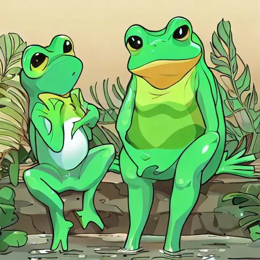 Prompt: two frogs