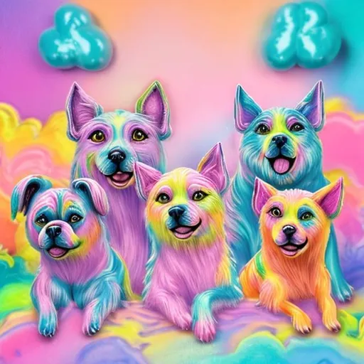 Prompt: Pastel dogs diorama in the style of Lisa frank