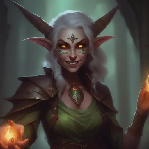 Prompt: magical eladrin rogue d&d, hi res, sinister, badass, glowing eyes, magic AF, mad grin, long ears