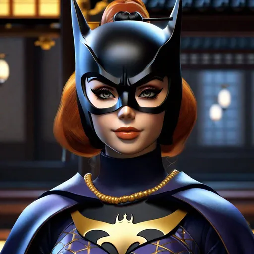 Prompt: Portrait of {Ninja Barbara Gordon Batgirl} in  {edo era Japan}, perfect composition, hyperrealistic, super detailed, 8k, high quality, trending art, trending on artstation, sharp focus, studio photo, intricate details, highly detailed,happy face, by greg rutkowski