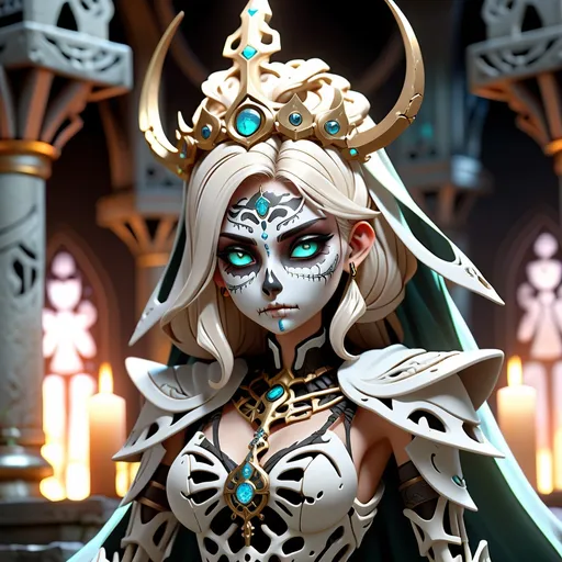 Prompt: Highly Detailed Anime Prompt: Craft a visually striking and emotionally resonant anime character known as the "Lady of the Dead," embodying a fusion of Nordic aesthetics and supernatural elements, presented in a skeletal form clad in intricate armor. This character should evoke both awe and a sense of otherworldly beauty, weaving together elements of death, strength, and ancient Nordic lore. Physical Appearance: Skeleton Form: The Lady of the Dead is presented as a skeletal figure, emphasizing her connection to the afterlife. The skeletal structure should be beautifully detailed, adorned with delicate, ornate patterns reminiscent of Nordic artistry. Armor Design: Envision a set of Nordic-inspired armor that complements the skeletal form. Intricate designs should be etched onto the armor, featuring motifs such as runes, swirls, and symbols associated with death and the afterlife. Crown: Crown the Lady of the Dead with a regal Nordic-inspired crown, adorned with motifs representing her dominion over the realm of the deceased. Cloak: A flowing, tattered cloak that billows dramatically, adding a touch of elegance to her skeletal appearance. The cloak could be adorned with ethereal patterns that seem to dance in the air as she moves. Accessories: Consider incorporating subtle accessories, such as skeletal jewelry or a pendant, to add extra layers of detail and storytelling. Pose/Expression: Choose a dynamic and powerful pose that accentuates the Lady of the Dead's strength and authority. Experiment with expressive elements such as her posture, facial expression (if applicable), and the way she wields any accompanying weapons or artifacts. Explore the balance between a commanding presence and a hint of vulnerability, revealing the complexity of her character. Background: Place the Lady of the Dead in an environment that complements her role as a guardian of the afterlife. A misty graveyard, ancient Nordic ruins, or a surreal realm between life and death could serve as suitable backdrops. Utilize a color palette that enhances the eerie, supernatural atmosphere while showcasing the intricate details of her Nordic-inspired armor. This highly detailed anime prompt challenges the artist to bring to life a character that seamlessly blends Nordic mythology, deathly aesthetics, and a touch of elegance. Through careful attention to detail, the Lady of the Dead should emerge as a captivating and unforgettable figure within the anime narrative. visually stunning and dynamically vibrant anime warframe scene featuring a Nordic Victorian Goddess. This comprehensive essay prompt is designed to guide artists in crafting a masterpiece that combines intricate details, vibrant colors, and cutting-edge visual effects to deliver an immersive experience. Begin by specifying the use of the Canon EOS R6 Mark II camera with an 85mm lens, ensuring precision and clarity for a 4K resolution. Emphasize the need for a full-body view of the colossal Nordic Victorian Goddess, focusing on capturing the intricate details of her clothing, accessories, and symbolic elements that reflect both Nordic and Victorian aesthetics. Highlight the importance of vibrant and vivid colors to infuse energy and excitement into the scene. Instruct artists to explore color schemes that complement the Nordic and Victorian themes, incorporating rich, deep hues to enhance the overall visual impact. Encourage them to pay attention to the goddess's characteristics, ensuring that the color palette resonates with her divine nature. Describe how the towering presence of the goddess should emanate a radiant glow, creating dynamic shadows and highlights across the environment. Urge artists to experiment with lighting techniques that accentuate the goddess's divine aura, contributing to the immersive experience. Emphasize the use of a rendering technique inspired by the cinematic approach of Unreal Engine 5, incorporating advanced texture mapping, realistic lighting, and detailed shading to bring out the goddess's features and environmental intricacies. Set the goddess within a backdrop of a futuristic and dystopian environment, allowing artists to blend contrasting elements that create a visually captivating setting. Instruct them to incorporate architectural details, technological elements, and symbolic motifs reflecting both Nordic and Victorian influences. Encourage creativity in seamlessly blending these elements to craft a unique and visually stunning scene. As the goddess looms over her surroundings, guide artists in incorporating elements of destruction, such as crumbling buildings and airborne debris. Stress the importance of realistic physics in depicting destruction, adding to the chaos and awe-inspiring nature of the scene. Encourage attention to detail in portraying the aftermath of the goddess's presence. Emphasize the importance of leveraging dynamic colors and lighting effects throughout the scene to intensify the visual experience. Encourage experimentation with different lighting angles, shadows, and highlights to create a visually stunning and emotionally impactful composition. Ultimately, the goal is to elicit profound feelings of awe and wonder in the beholder, making this anime warframe scene a true masterpiece.