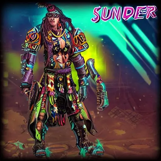 Prompt: Sunser Riders Cyberpunk shaman
