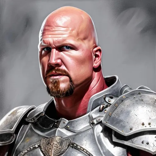 Prompt: realistic portrait of Stone Cold Steve Austin in armor