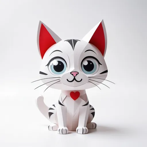 Prompt: paper-toy cute lovely cat 
disney and pixer style
white color
twinkle  lovey big eye
 on white background