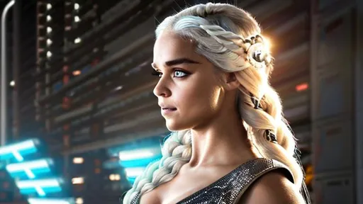 Prompt: Daenerys Targaryen, cyborg ((beautiful face)), ((circuits, face tattoo)), ((face tattoo)), (((tanned face))), long wavy white hair, (((braided hair))) , ((chrome circuitry in hair)), cyberpunk, futuristic metal, chrome-bronze body armor, thin lines, cyberpunk translucent clothing, ((detailed outfit)), tall, ((slim body)), ((full body representation)) prostatic arms, robot operator, photorealistic 3D model, rich in detail. looking directly at the viewer, in a futuristic environment, in the background a futuristic city, space, flying chrome-bronze dragon, (full anime, unreal engine realistic render, 8k, micro detail, intricate, elegant , highly detailed, centered, (digital painting) , artstation, smooth, cinematic, sharp focus, figure, artgerm, tomasz alen kopera, peter mohrbacher, donato giancola, joseph christian Leyendecker, WLOP, Vallejo