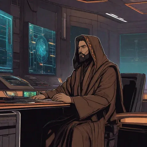 Prompt: a void scifi office of a religious Jedi leader. Star war art. 2d art. 2d.