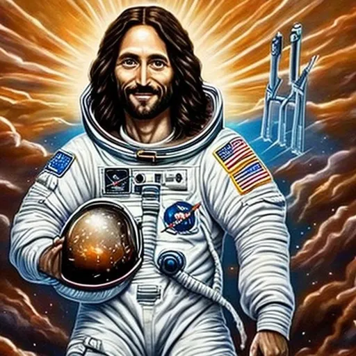 Prompt: actual photo of astronaut jesus, surprise me