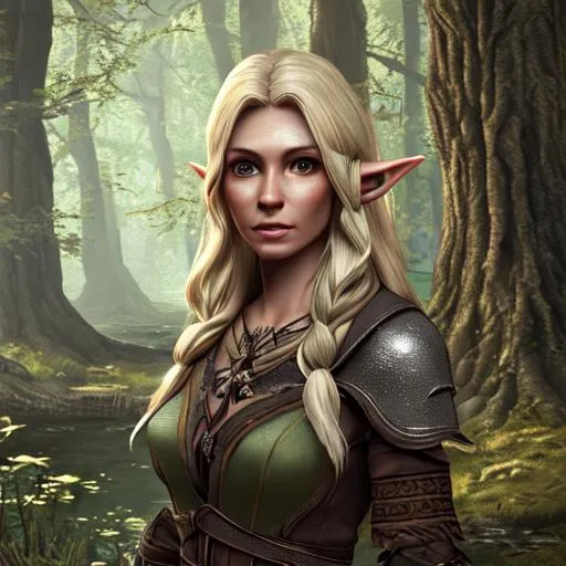 Woman, wood elf, 8k, Skyrim, woodland, beautiful, ph... | OpenArt