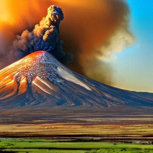 Prompt: Photo of a powerful Volcanic eruption in Iceland of Volcano Hekla, Photorealistic, intricate details. HDR, UHD 32K. taken with Canon 5D Mk4. By chimera of all the best artists. High quality photography of volcano, Natural light, Professional photography. Golden ratio. Epic scenery, epic light, big contrast. Hyper realistic 4d. dawn, Incandescent, 16k, Unreal Engine, Volumetric Lighting, Ray Tracing Global Illumination