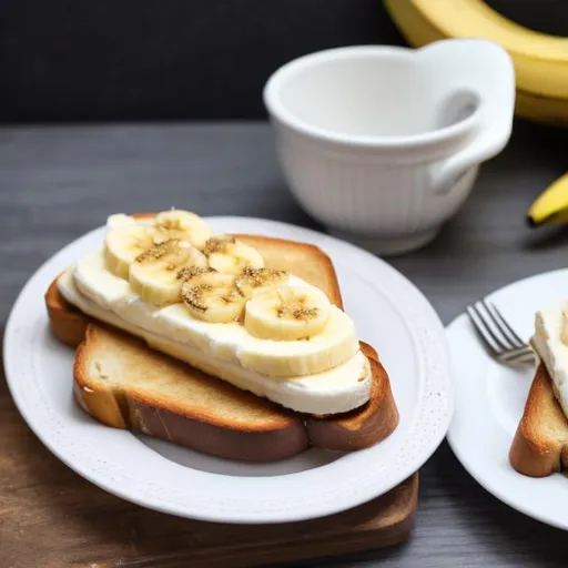 Prompt: banana cheese sandwich on toast