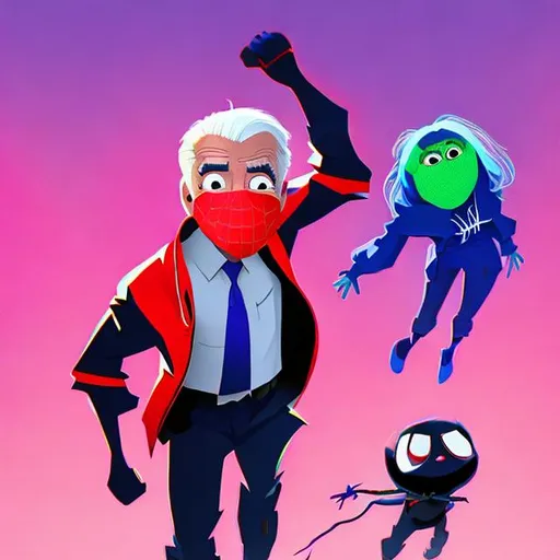 Prompt: Joe biden into the spider verse style

