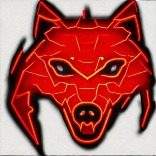 Prompt: logo red neon lights, wolf, plain background, video game and movie assets, png file