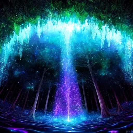 Prompt: A cosmic moving forest under water 