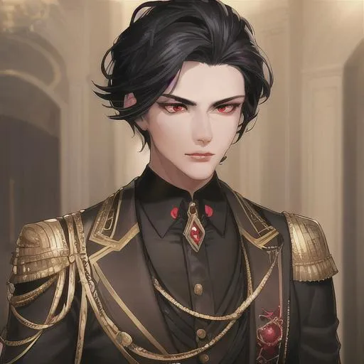 Prompt: SamDoesArt, young man, manly, handsome, black hair, red eyes, ((strong jawline)), (diamond shaped face), detailed face, expensive beige suit,  expensive house, city, cinematic lighting, HDRI, masterpiece, smooth, sharp focus, illustration, golden ratio, slightly realistic 