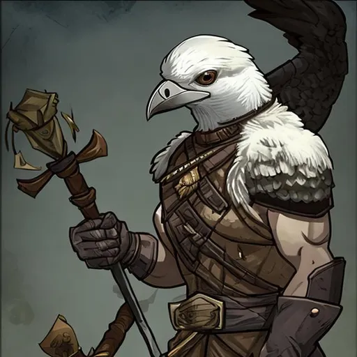 Prompt: Aarakocra muscle. Rpg. D&D. Archer.