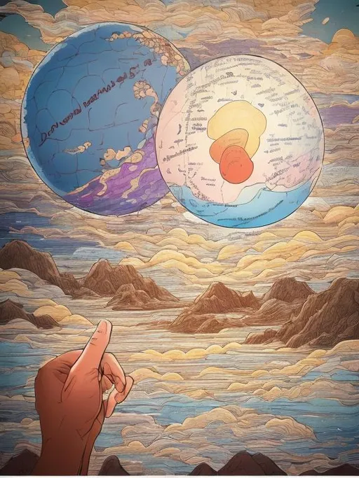 Prompt: Imagine a person standing at the edge of a cliff, with a clear view of a beautiful landscape ahead. The person has their arms outstretched and their eyes closed, as if in deep concentration. From their mind, vibrant thought bubbles are emanating, filled with various images representing their desired outcomes: a diploma symbolizing education, a globe representing travel, a dollar sign representing financial abundance, and so on. These thought bubbles are morphing into physical manifestations that hover in the air around the person, ready to be realized. Birds are soaring above them, representing freedom and endless possibilities. The scene is bathed in warm, golden sunlight, symbolizing positivity and empowerment. This concept visually captures the idea of transforming thoughts into real-world results through the power of manifestation.