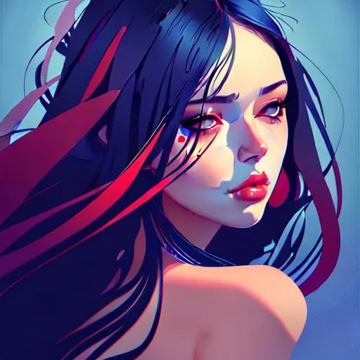 Melancholy Beauty 2d Vector Illustration Portrait Openart