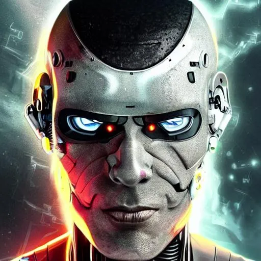 Prompt: cyborg man face life like

