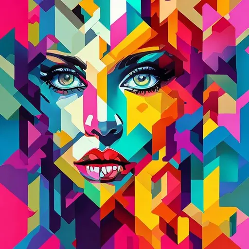 Prompt: Colourful abstract art with womens face