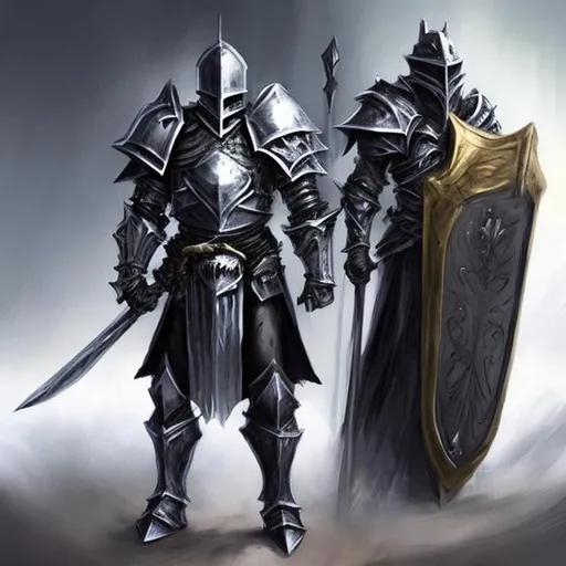 Prompt: Fantasy knight in black armor