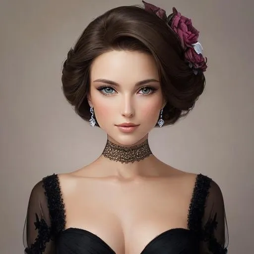 Prompt: Beautiful woman portrait , very elegant, brunette