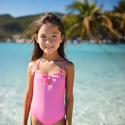 Prompt: 7 year old girl in a swimsuit
