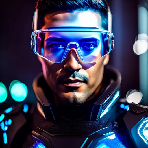Prompt: an augmented male with a transparent suit with visible skin, with futuristic glasses,
portrait, Long shot, wide angle, 24mm lens, implants, high details, realistic , dark lighting, professionally colour graded, photorealism, 8k