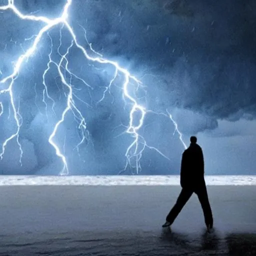 Prompt: A man meets himself in the middle of a storm--and then the world explodes.
