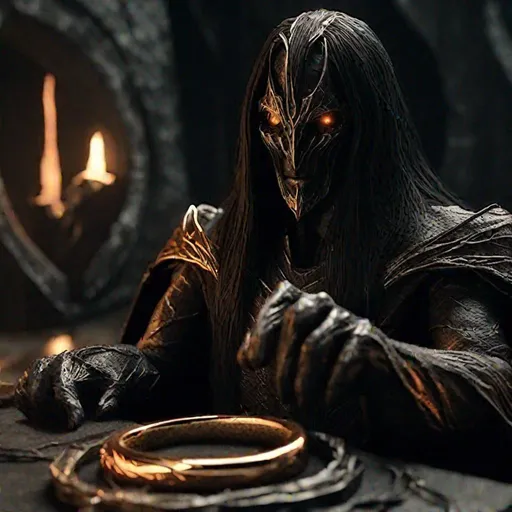 Prompt: sauron making the one ring