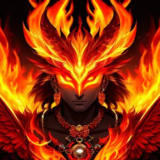 anime portrait of a Fire god , anime eyes, beautif