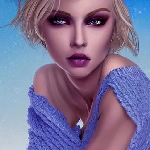 Prompt: Blonde Short hair
Blue eyes
Women
Pale
Art
young
pretty
fantasy


