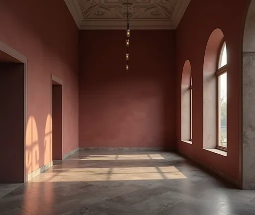 Prompt: Create a series of interiors with empty walls inspired of museums and art galleries around the world. They must be smart, elegant, and dim-lighted
