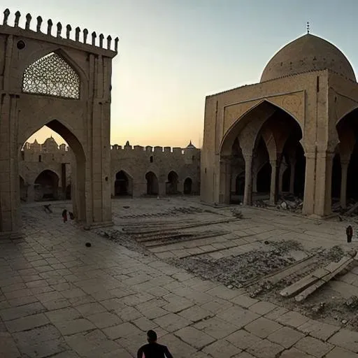 Prompt: Medieval war destruction battle ancient Mashhad vintage old world realistic first person gopro footage 
