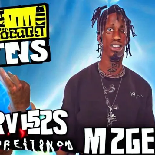 Prompt: travis scott and keanu reeves concert fortnite edp445 amogus burger