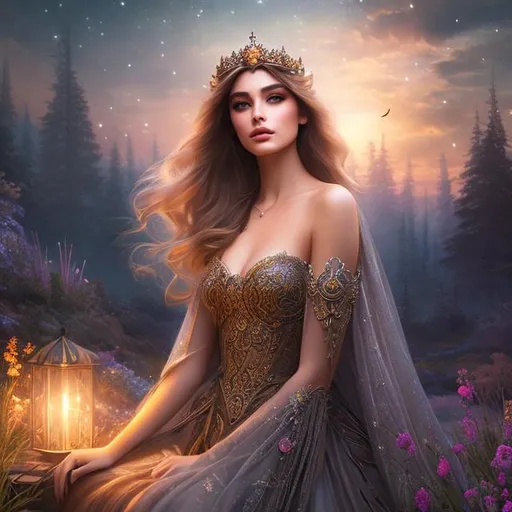 Prompt: create most beautiful fictional female summer princes during night, background night sky, extremely, detailed environment, detailed background, intricate, detailed skin, natural colors , professionally color graded, photorealism, 8k, moody lighting


