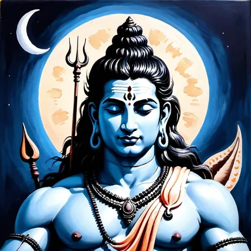 Prompt: Lord shiva painting with moon